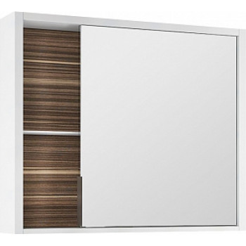Зеркало-шкаф Edelform Belle 80 с подсветкой, белый глянец, макассар